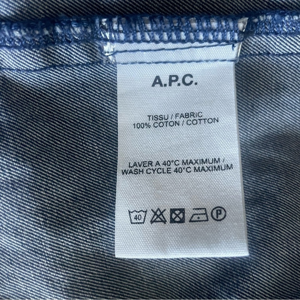 A.P.C. LOGO SHIRT Denim Long Sleeve Size Small - Picture 8 of 10